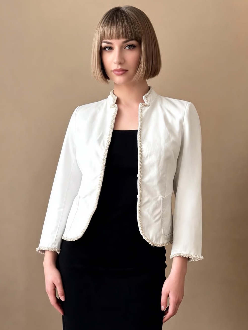 J. CREW | White Crystal Beaded Blazer Jacket Sz 4